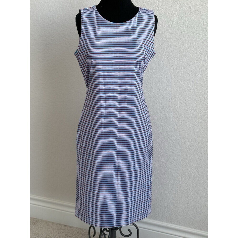 J. McLaughlin Women’s Sofia Red Blue Stripe Dress Sz S‎ Athleisure Casual Travel